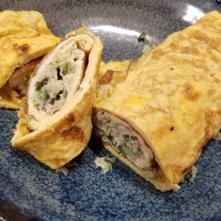 余った餃子の具で卵焼き